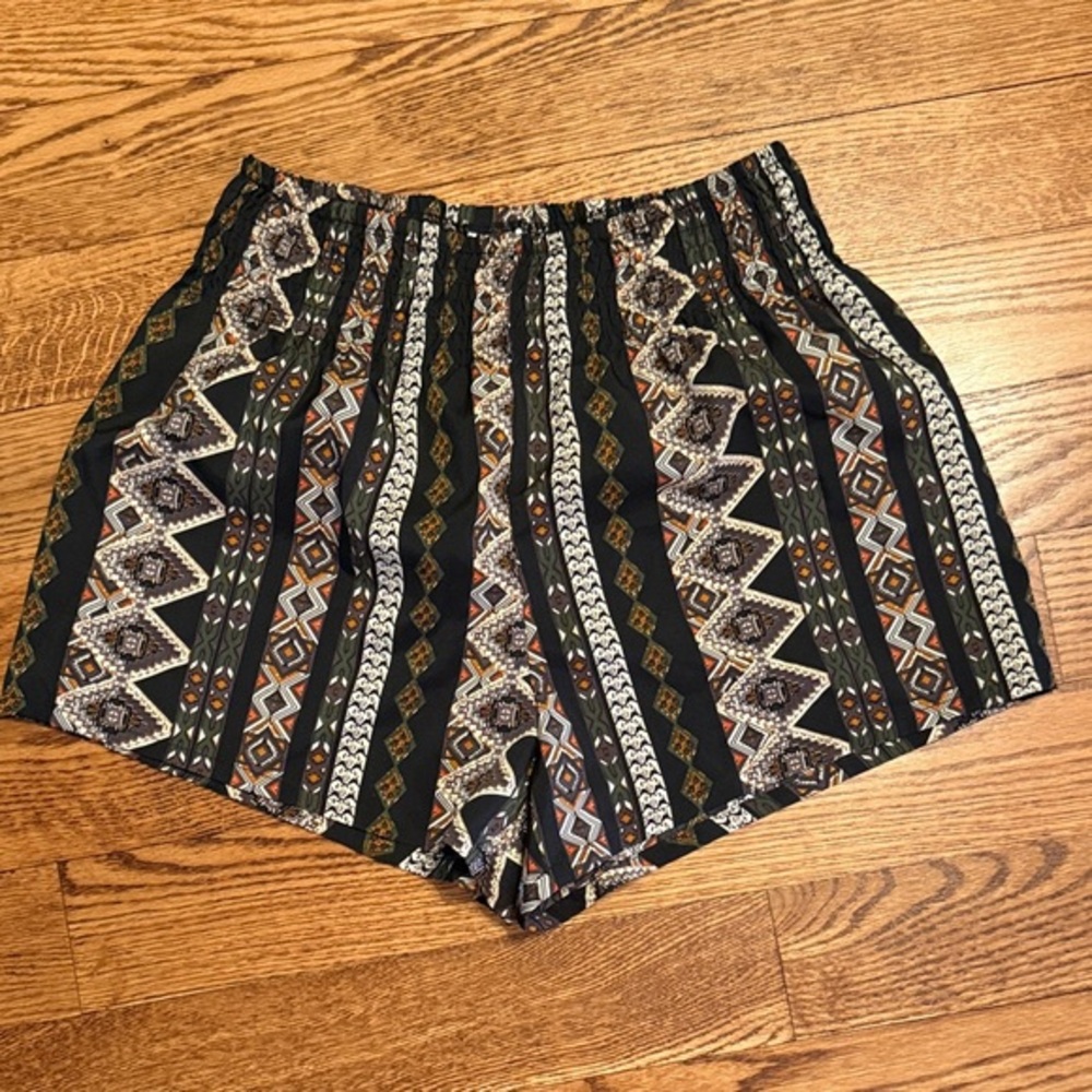 SHEIN High Waist Tribal Print Shorts - Black, Brown, White